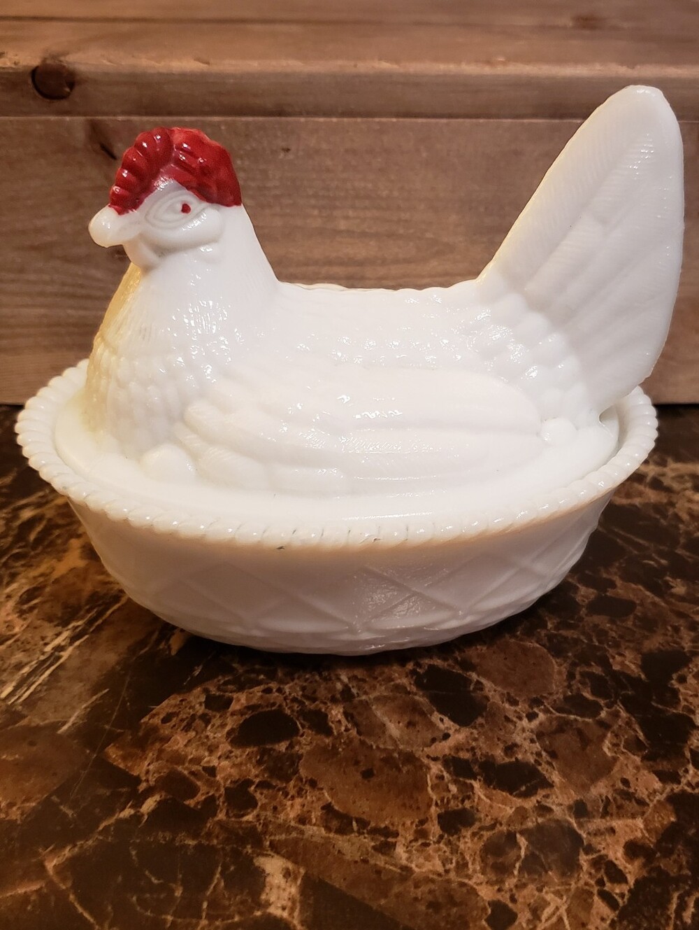 Vintage Westmoreland Lidded Milk Glass Hen On Nest Dish